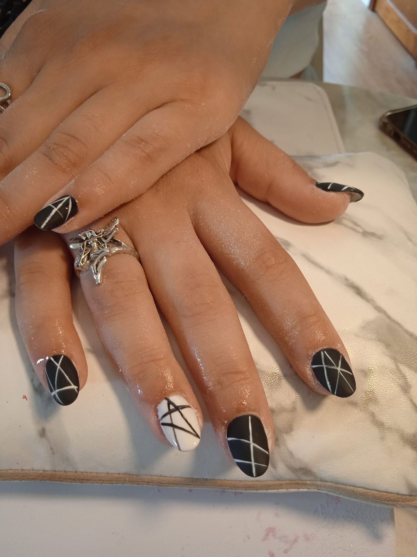Black and White Geometric Nail Art